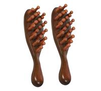 VALICLUD 2pezzi Pettine in Legno Di Sandalo Naturalper Massaggio Del Capelluto Set Da Pettini Denti Larghi Design Ad Anello Per Donna e Uomo Da Viaggio Per Tutti i Tipi Di Capelli