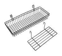 VALICLUD 2pezzi Scaffale in Metallo Griglia Per Alimenti Cestini Da Parete Ripiani Doghe in Filo Metallico Mensola Sospesa Pannello Espositivo Parete Cestino Ganci Organizer Multifunzione p
