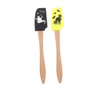 VALICLUD 2pezzi Spatole Silicone con Manico Legno per Decorazioni di Dolci Design Halloween Fantasma Pattern Utensili da Cucina per e Forno