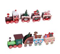 VALICLUD 2pezzi Trenini in Legno Decorazioni Natalizie da Tavolo Ornamenti Natalizi per Vetrine e Scrivanie in Rosso e Verde