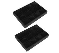 VALICLUD 2pezzi Vassoio Velluto Nero Organizzatore per Orologi e Bracciali Contenitore da Esposizione per Accessori Vassoio per Riporre Gioielli su Scrivania o Cassettiera