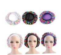 VALICLUD 3 Pezzi Berretti Notte Larga Fascia Satinato Elastico per Donna e Ragazze Cappelli Chemioterapia Anticaduta Protezione Morbida e Traspirante Nero Rosa