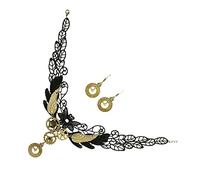 VALICLUD 3 Pezzi Collana con ingranaggi in pizzo collana croce d'oro Orecchini d'oro collane accessori halloween accessori per halloween catena al collo in pizzo colletto girocollo in pizzo