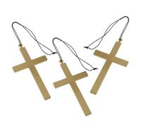 VALICLUD 3 Pezzi Collana Croce Uomo Catena, Plastico Oro, Design Solenne | Finitura Lucida e Liscia, Struttura senza Ornamenti, per Sermoni e Funzioni Religiose