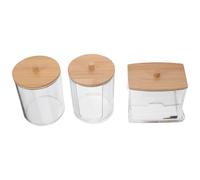 VALICLUD 3 pezzi Contenitori Trasparenti per Cotton Fioc con Antipolvere in Resistente Dispenser Compatto per Bagno e Viaggio Organizer Vanity per Batuffoli e