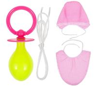 VALICLUD 3 Pezzi Set Cosplay Adulto Bebè Rosa Bavaglino, Cappello e Ciuccio, Lavabile e Riutilizzabile per Feste Divertenti e Travestimenti