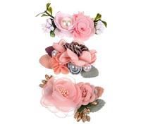 VALICLUD 3pezzi Copricapo Floreale in Stoffa Finta da Sposa Decorazione per Capelli per Ragazzo Ragazza Ragazza Forcine Floreali per Figli dei Fiori e Damigelle d Onore