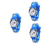 VALICLUD 3pezzi Orologio Da Polso Per Ragazzo Ragazza Con Design Calcio e Fischietto Cinturino Gomma Blu Orologio Cartoon Sportivo Per Ragazzi e Ragazze