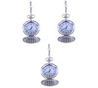 VALICLUD 3pezzi Orologio Da Tasca Vintage Per Uomo Acciaio Inossidabile Con Cifrare Arabe e Catena Rimovibile Stile Classico Elegante Movimento Meccanico Display Ore