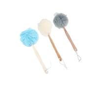 VALICLUD 3pezzi Palline Da Bagno Manico Lungo Spugna Per Doccia e Bagno in Nylon Grigio Blu Bianco Scrubber Per Accessori Da Rimuove Cellule Morte e Sporco Stimola Circolazione