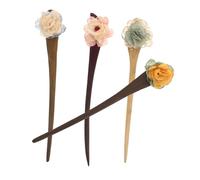 VALICLUD 4 Forcine Per in Legno Vintage Per Donna Antiche Forcine Cinesi Con Motivo A Fiori Secchi Accessorio Tradizionale Cinese Per Robuste E Comode Giallo-verde