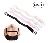 VALICLUD 4 paia Clip Fermaspalline Reggiseno Elastiche Antiscivolo Regolabili e Confortevoli Nero Carne Bianco e Rosa per Sport e Attività Fisica
