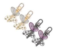 VALICLUD 4 Pezzi Butterfly Hair Clips Rhinestone Retro Vintage French Style Lightweight Elegant Hair Barrettes For Women Secure Non Slip Side Bangs Accessories For Weddings Parties Daily