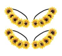 VALICLUD 4 pezzi Fascia Capelli Girasole Elastico Corona Floreale Realistica Accessori Donna per Matrimonio Festa Cosplay e Foto Decorazione Leggera e Sicura