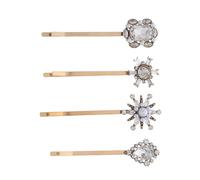 VALICLUD 4 Pezzi Fermagli per Capelli Donna Vintage con Strass e Perle Finte Clip Francesi Resistenti per Styling Chignon e Frangia Accessori Decorativi Leggeri e Multifunzionali per