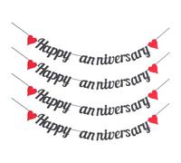 VALICLUD 4 Pezzi Festone Happy Anniversary con Ghirlanda Cuori Decorazioni Romantiche per Feste Matrimonio e Anniversari Facile da Appendere e Versatile per Celebrazioni Speciali