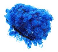 VALICLUD 4 Pezzi Parrucca Afro Riccia Blu da Clown Anni ’80 Leggera e Soffice per Carnevale Halloween Feste Cosplay Disco Party