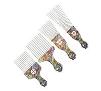 VALICLUD 4 pezzi Pettini Styling Vintage con Denti Acciaio Resistenti per Capelli Ricci e Mossi Pettini Dente per Uso Domestico e Salone Design Ergonomico e Comfort al Capelluto