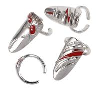 VALICLUD 4 Pezzi set di anelli per unghie anello gioielli nocca anelli per unghie di cristallo anello artiglio dito anelli per unghie finte fascino dell'anello del lega