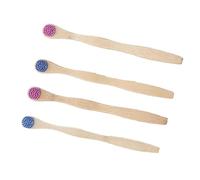 VALICLUD 4 pezzi Spazzolino Lingua in Bamboo Naturale con Setole Morbide Ultrathin per Pulizia Profonda Bocca Design Ergonomico Antiscivolo Blu Viola