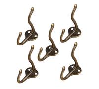 VALICLUD 5 pezzi Ganci Appendiabiti da Muro Vintage in Bronzo Antico Doppio Foro Piccoli e Resistenti per Vestiti Asciugamani Borse e Accessori Facili da Installare per Casa Bagno e