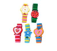 VALICLUD 5 pezzi Orologi Braccialetto in Legno per Giochi Educativi Colorati con Indicatore Simulazione Cartoon per Ragazzi e Ragazze Regalo Leggero e Interattivo per Colore Colore Casuale