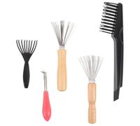 VALICLUD 5pezzi Pettine Metallico per Pulizia delle Spazzole per Capelli Strumento per Rimuovere Peli e Polvere Design Gancio per Pulizia Profonda Comodo e Portatile per Uso Domestico