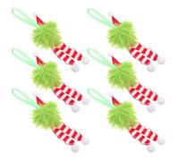 VALICLUD 6 Pezzi Decorazioni Natalizie Pompom Pelose con Cappello e Sciarpa Righe Appendibili per Albero Natale Decorazioni Fuzzy per Feste Indoor e Outdoor
