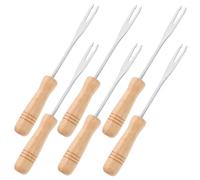 VALICLUD 6 pezzi Forchettine per Fonduta con Manico in Legno Forchette per Frutta e Cioccolato Piccole e Portatili per Cucina Barbecue e Viaggi Acciaio Resistente e Impugnatura Antiscivolo