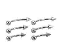 VALICLUD 6 Pezzi Piercing Sopracciglio in Acciaio Inox 316L Barbell Curvo Piccolo Finitura Lucida Gioielli Leggeri Unisex per Piercing al Viso e Osso Sopracciglia Set Vintage per Uso
