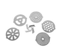 VALICLUD 6 pezzi Pz Dischi Macinacarne in Acciaio Inossidabile con Tondi e Quadrati Coltelli Sostitutivi per Tritacarne Casa Accessori Facili da Pulire per Preparazioni di Carne e Salsicce