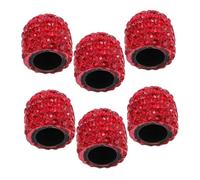 VALICLUD 6 pezzi Tappi Valvola Pneumatici Auto Rosso con Coprivite Antipolvere Completi Strass Resistenti e Brillanti per Valvole Motore Auto