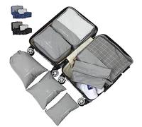 VALICLUD 7pezzi Organizzatori Per Valigia Nero Cubi Di Imballaggio Impermeabili Per Abbigliamento e Accessori Da Viaggio Per Weekend Vacanze e Viaggi Di Lavoro