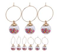 VALICLUD 9 Pezzi Ciondoli per Bicchieri da Vino, Wine Glass Charms, Anelli per Bicchieri da Vino in Vetro e Lega di Zinco, Segnabicchieri Riutilizzabili per Calici a Stelo, per Matrimonio
