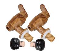 VALICLUD Accessori per Botti di Vino e Birra Set da 2 Tappi Ermetici e Rubinetti in Plastica Nera Venature Legno, Ricambio per Secchiello e Barile, Uso Domestico