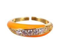 VALICLUD Anello per la festa della mamma, vintage, da donna, in rame, con intarsio arancione, 2X2X0.5CM, Rame, pietra preziosa