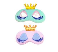 VALICLUD Benda per Dormire in Peluche Corona e Ciglia Lunghe Set 2 Pezzi Blu e Rosa Fascia Regolabile Antinfilamento Chioma Maschera Occhi Cartoon per Yoga Viaggi e Riposo