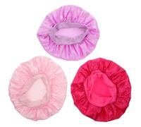 VALICLUD Berretto Elastico per 3 Pezzi in Poliestere, Cappello Rotondo Colore Rosso, Comodo e Traspirante con Ampia Falda per Protezione Chioma Durante il Sonno