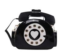 VALICLUD Borsa a Tracolla a Forma di Telefono Retrò Con Maniglia Superiore - Novità per Donne, Nero