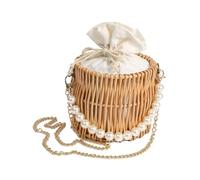 VALICLUD Borsa Mano in Rattan Tessuto Borsa Spiaggia Donna Elegante Secchiello Capiente e Resistente Tote Bag Versatile per Stagione Calda Shopping e Feste