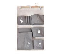 VALICLUD Borsa Portaoggetti da Parete con Tasche, Cotone Lino, Multiuso | Scomparti Multipli, Uso Dietro la Porta o Bagno, per Telecomando e Occhiali, Aiuta a Liberare Spazio
