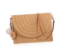 VALICLUD Borsa Tracolla Donna in Paglia Intrecciata con Decorazione Clutch Versatile e Leggera per Spiaggia e Viaggio Porta Cellulare e Cosmetici Stile Casual Estivo