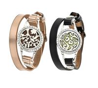 VALICLUD Braccialetti da Donna 2Pezzi in Pelle Diffusore Profumo Albero della Vita Scatola Incenso Interno Casual per Occasioni Importanti Colore Casuale