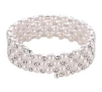 VALICLUD Braccialetto di Perle Elastico da Donna Design a Quattro File Accessorio da Polso Elegante per Feste e Matrimoni Gioielli da Sposa Resistenti e alla Moda