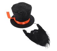 VALICLUD Cappello a Cilindro in Feltro Nero da Mago Barba Finta Accessori per Costume Unisex Set per Feste Spettacoli e Travestimenti Natalizi per Adulti e