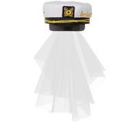 VALICLUD Cappello da Marinaio Bianco con Velo per Sposa Accessorio per Chioma da Sposa Stabile e Delicato per Matrimoni e Addio al Nubilato