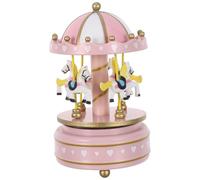 VALICLUD Carillon Giostra Musicale Vintage in Legno e Plastica con Cavalli Rosa Carillon Manovella con Brano Castle in The Sky Decorazione Natalizia e Regalo Compleanno per Bambina