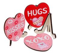 VALICLUD Cartelli da Tavolo a Forma di Cuore in Legno Set da 3 Pezzi Decorazioni Centrotavola per Matrimonio San Ornamenti Romantici per Festa e Regalo