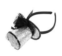 VALICLUD Cerchietto Cappello a Cilindro in Paillettes Glitterate Argento, Fascia per Chioma per Feste e Capodanno, Accessori per Foto e Decorazione da Party