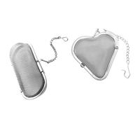 VALICLUD Cestello per Spezie in Acciaio Inox 304 Design a Rete, Set 2 Pezzi (cuore + Ellittico) Catena Sospesa, Filtro per Tè e Colino per Condimenti Multiuso, Adatto per Cucina